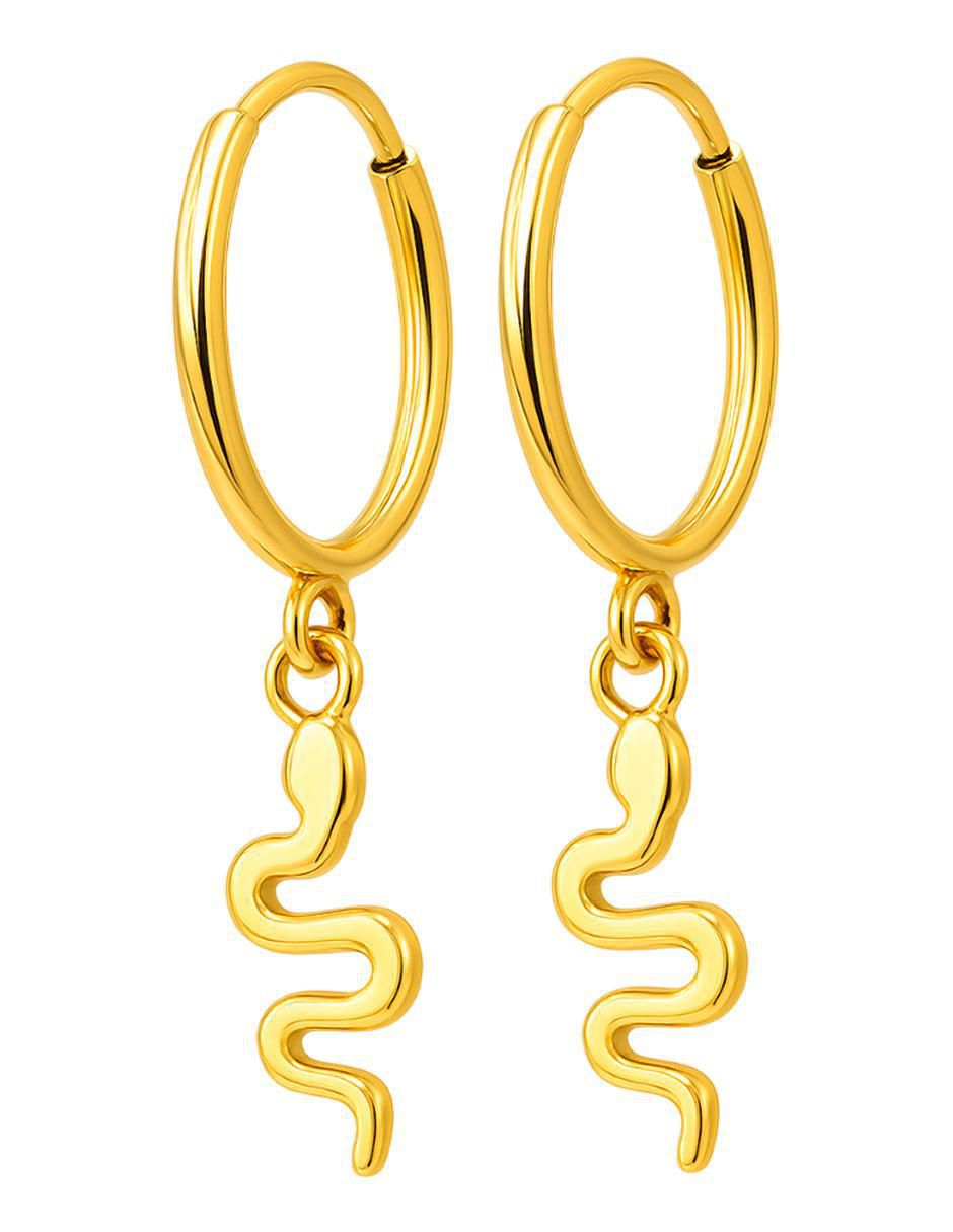 Arracadas de serpiente Lenna de oro 14 K con acabado liso