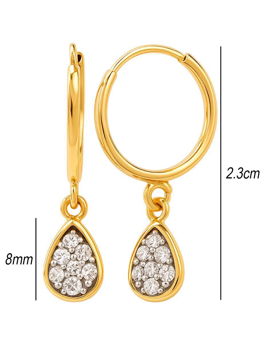 Arracadas de gota de oro 14 K con acabado brillante cristal 5