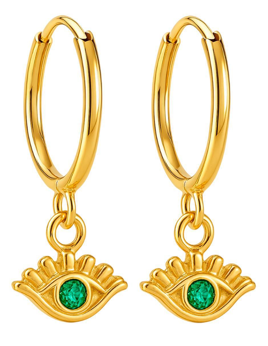 Arracadas de ojo turco de oro 14 K con acabado brillante
