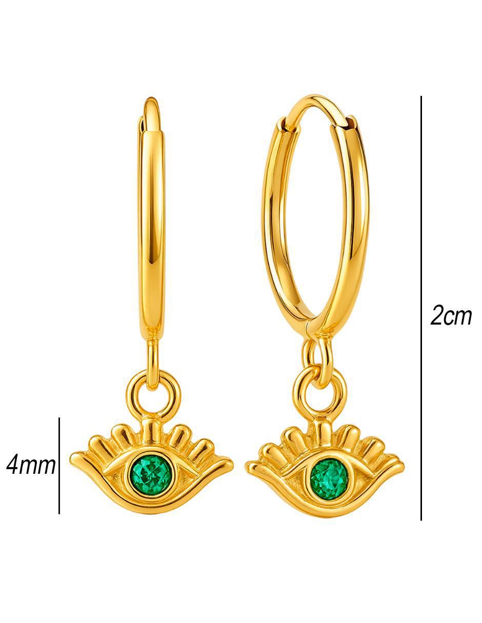 Arracadas de ojo turco de oro 14 K con acabado brillante 5