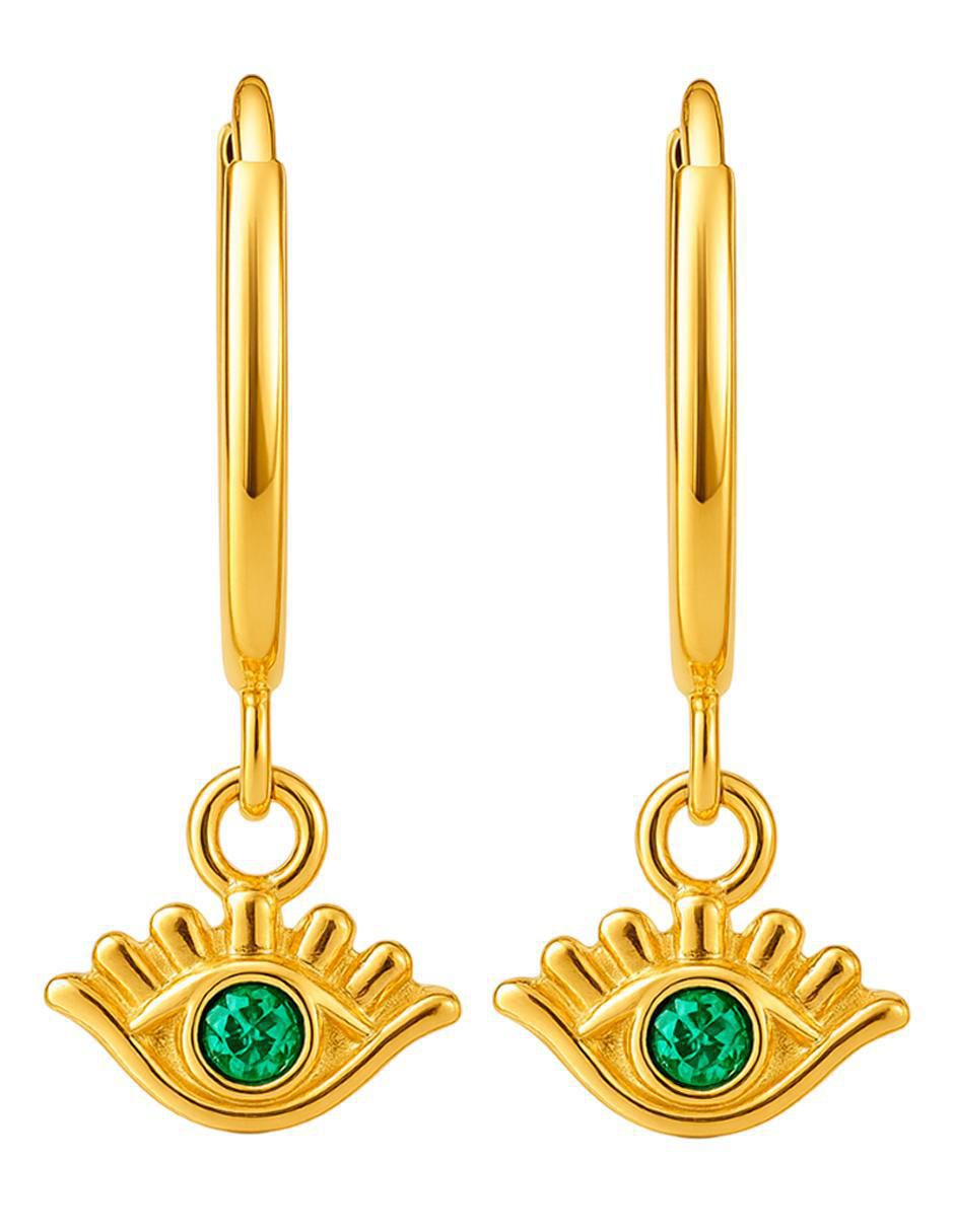 Arracadas de ojo turco de oro 14 K con acabado brillante 4