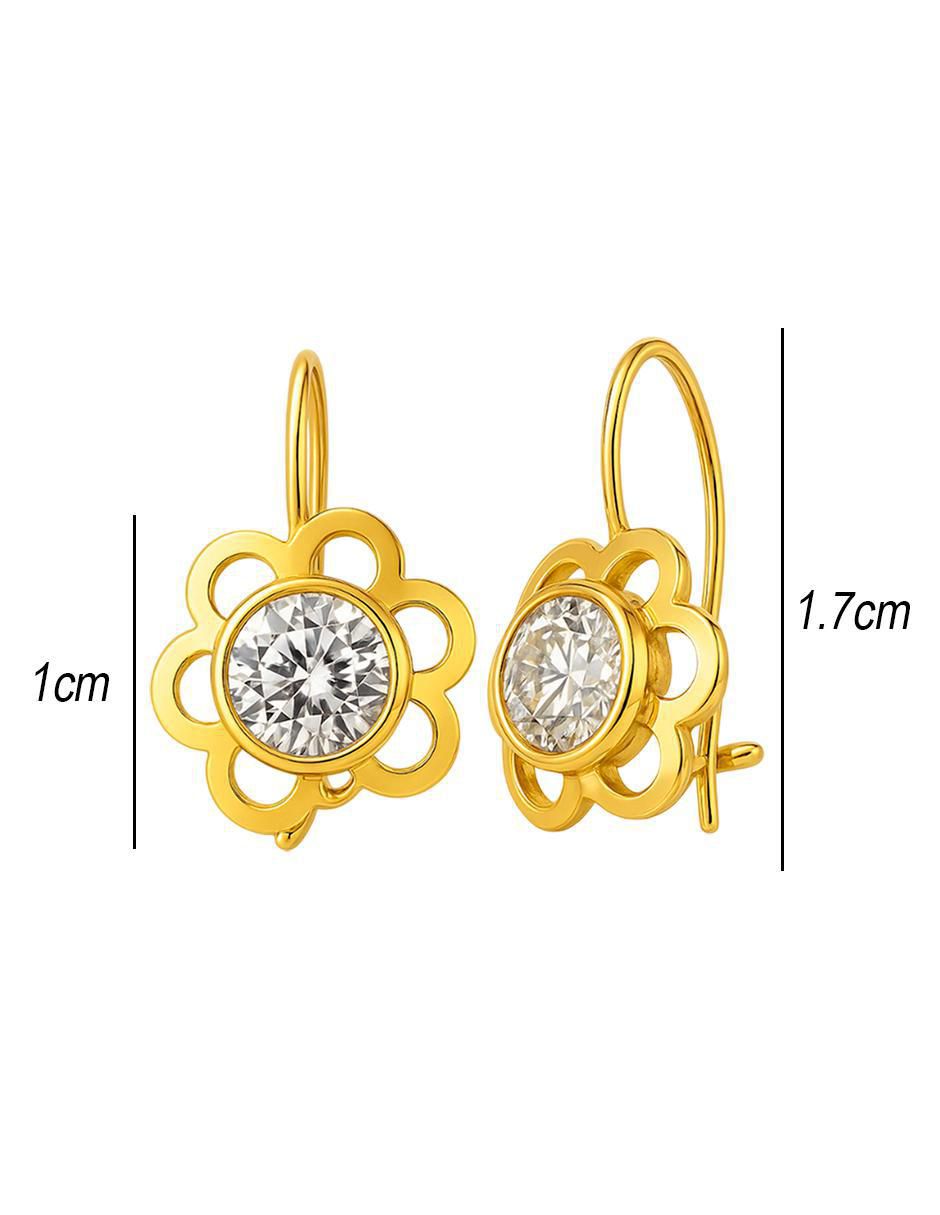 Aretes de flor de oro 10 K con acabado brillante 5