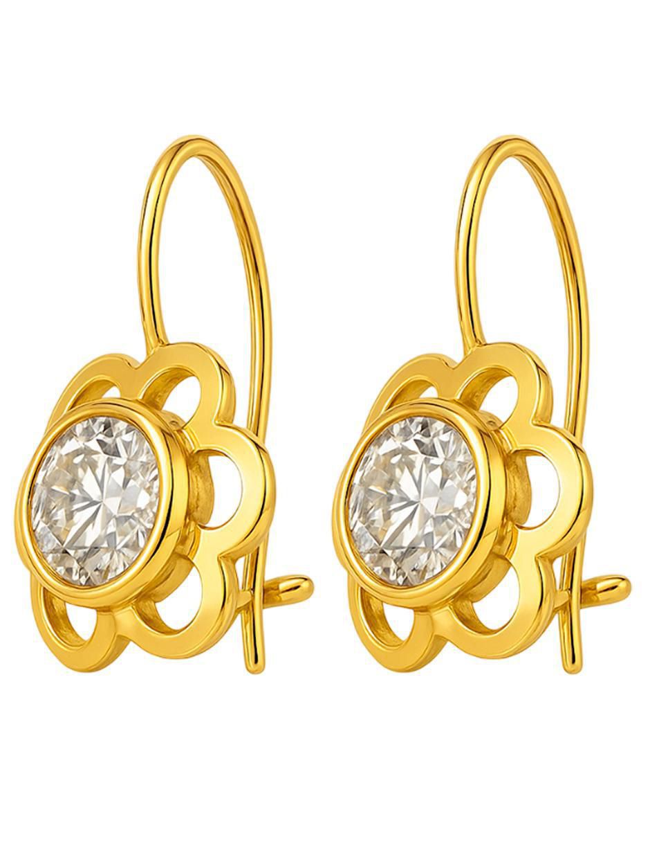 Aretes de flor de oro 10 K con acabado brillante 4