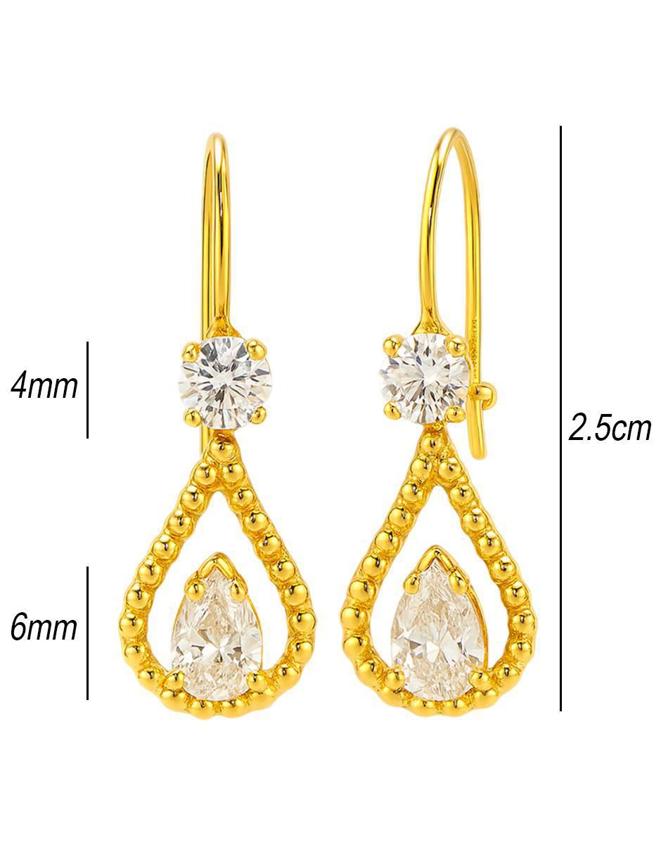 Aretes de gota de oro 10 K con acabado brillante 5