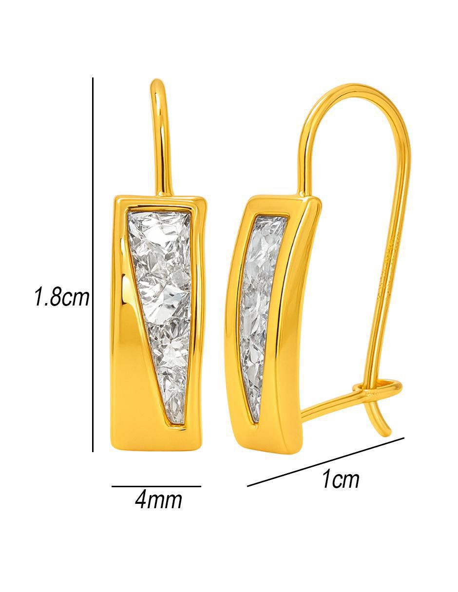 Aretes rectangulares de oro 10 K con acabado brillante 5