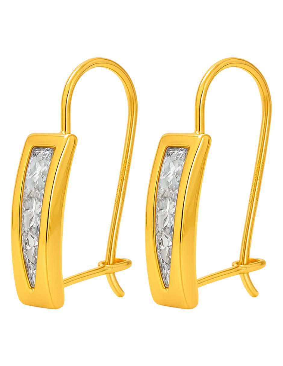 Aretes rectangulares de oro 10 K con acabado brillante 4