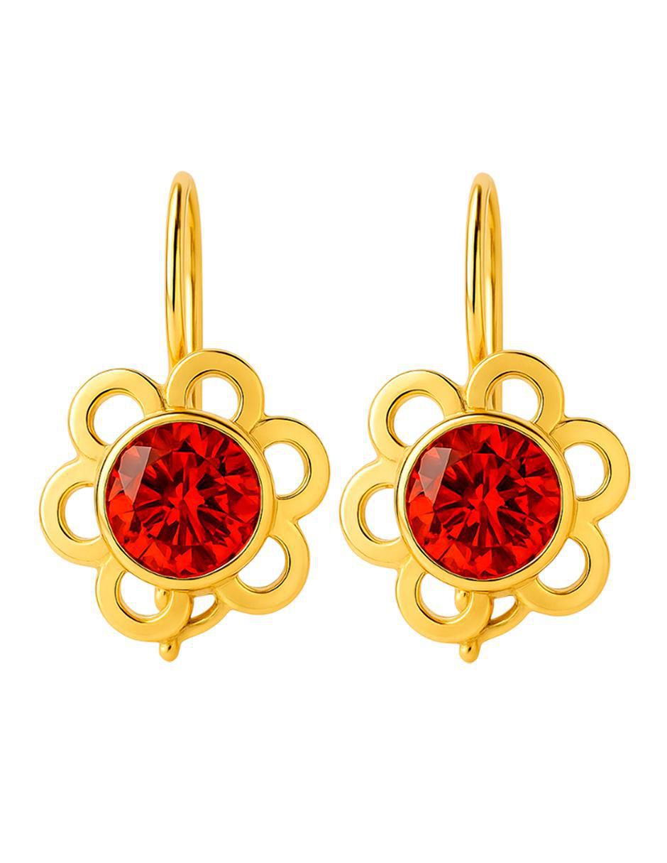 Aretes de flor de oro 10 K con acabado brillante