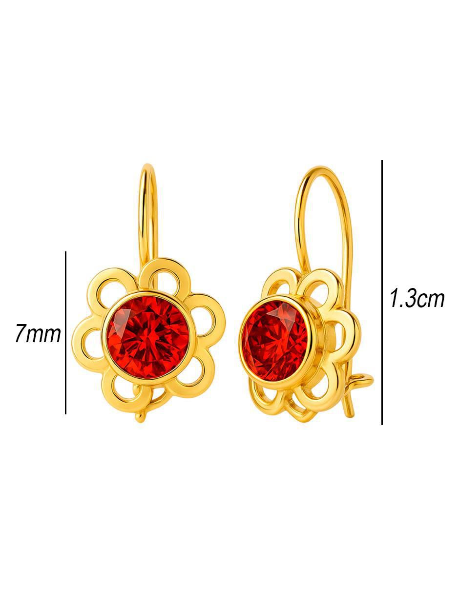 Aretes de flor de oro 10 K con acabado brillante 5