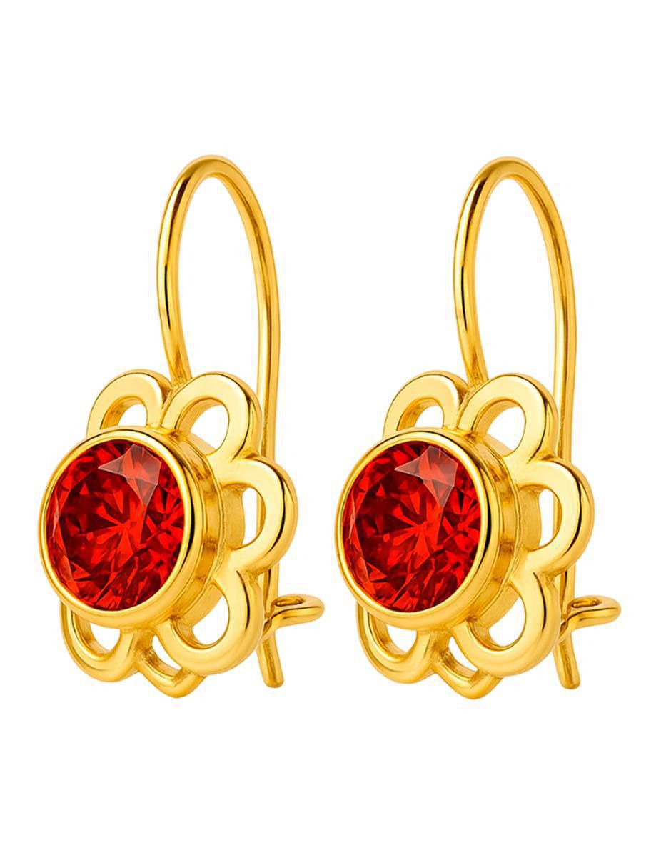 Aretes de flor de oro 10 K con acabado brillante 4