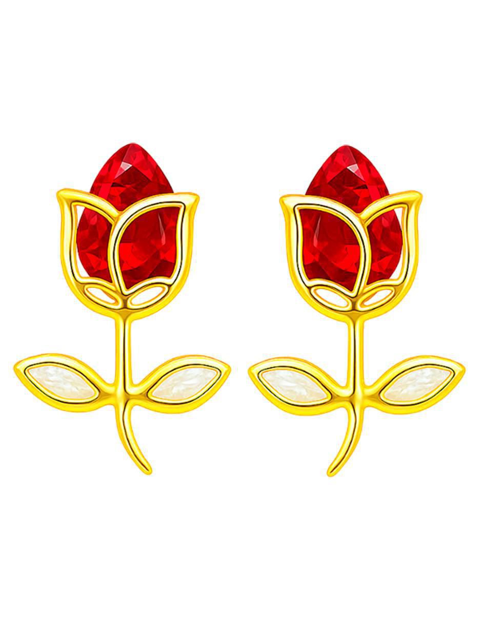 Broqueles de flor de oro 10 K con acabado brillante