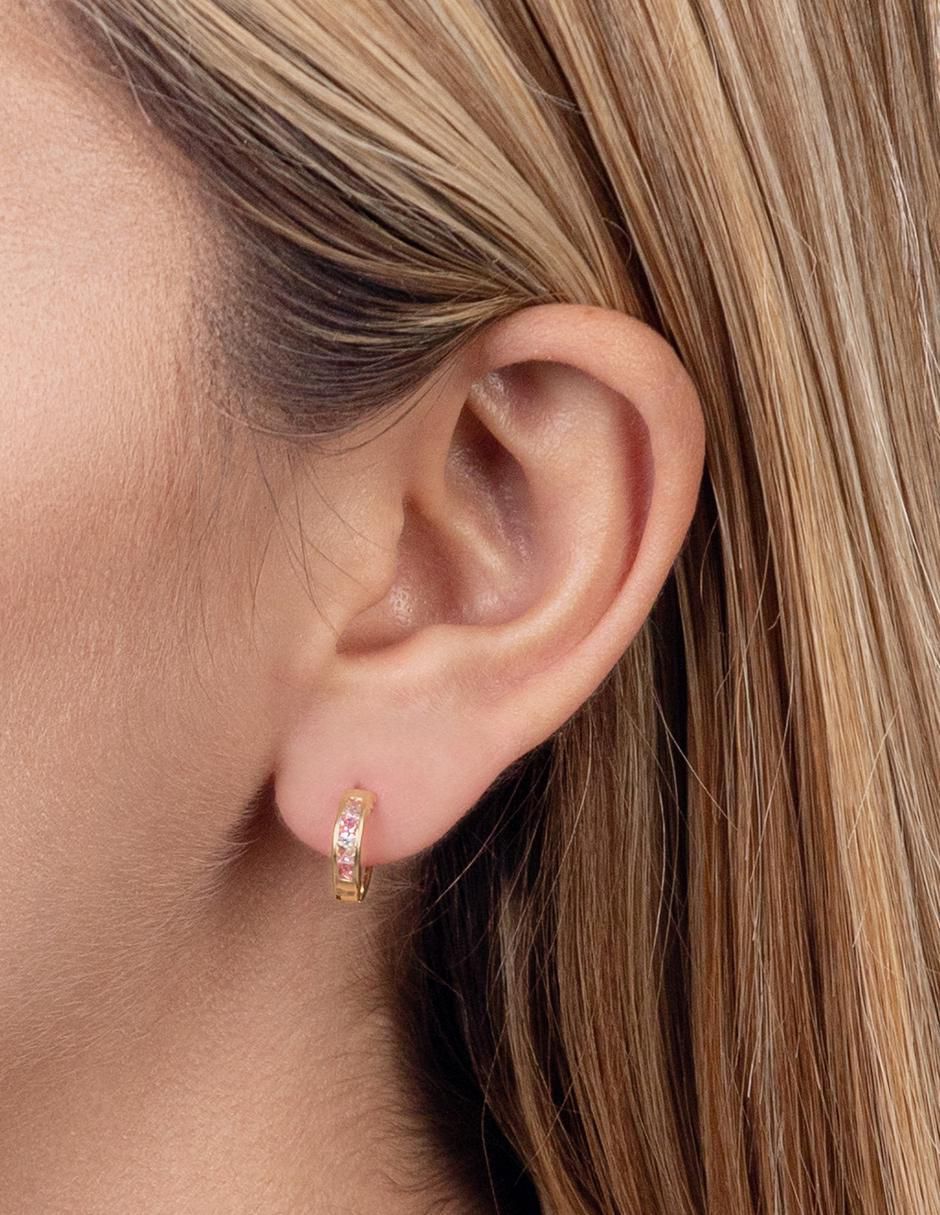 Aretes de aro de oro 10 K con acabado pulido 2