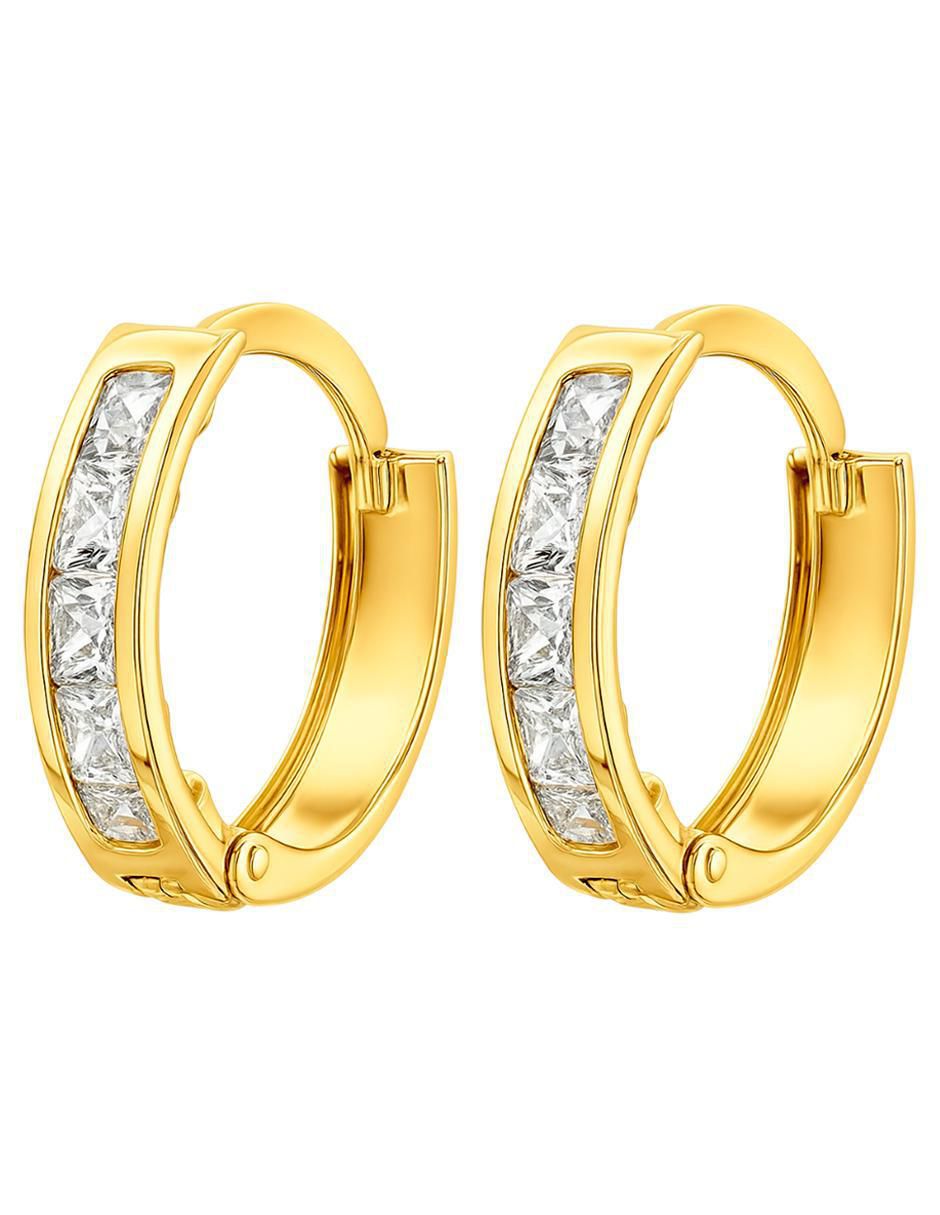 Aretes de aro de oro 14 K con acabado brillante Aretes de aro de oro 14 K con acabado brillante