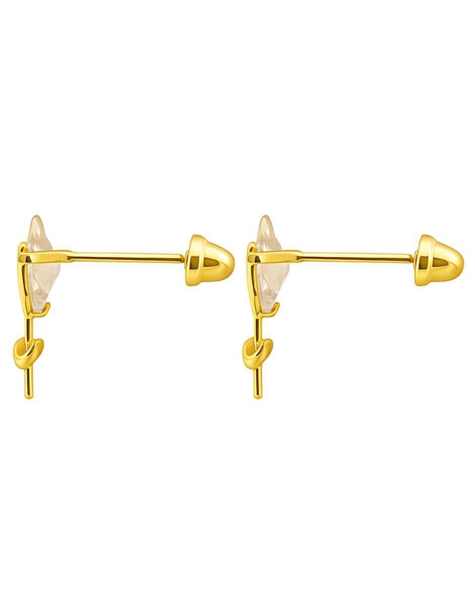 Broqueles de flor de oro 14 K con acabado brillante 4