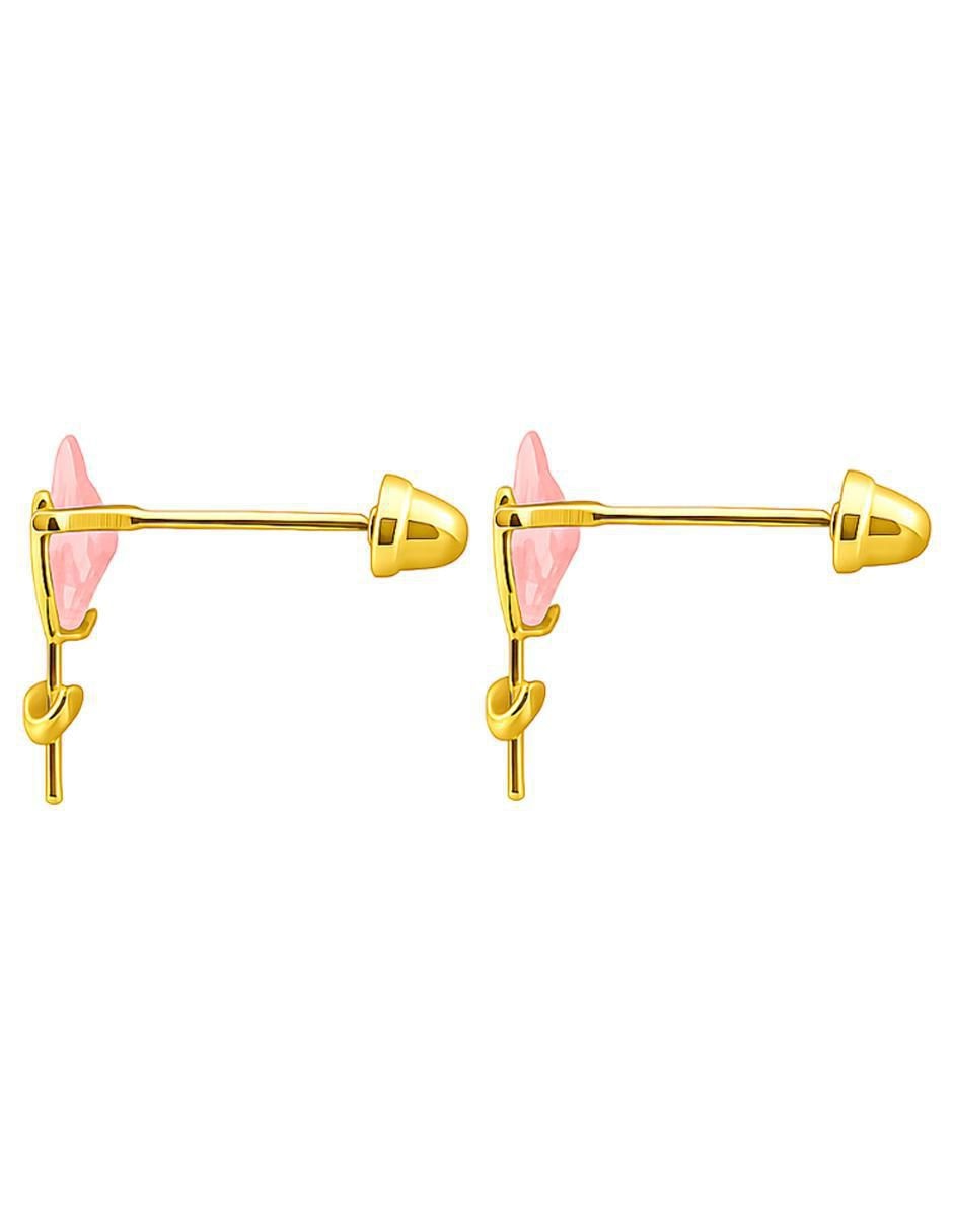 Broqueles de flor de oro 14 K con acabado pulido 4