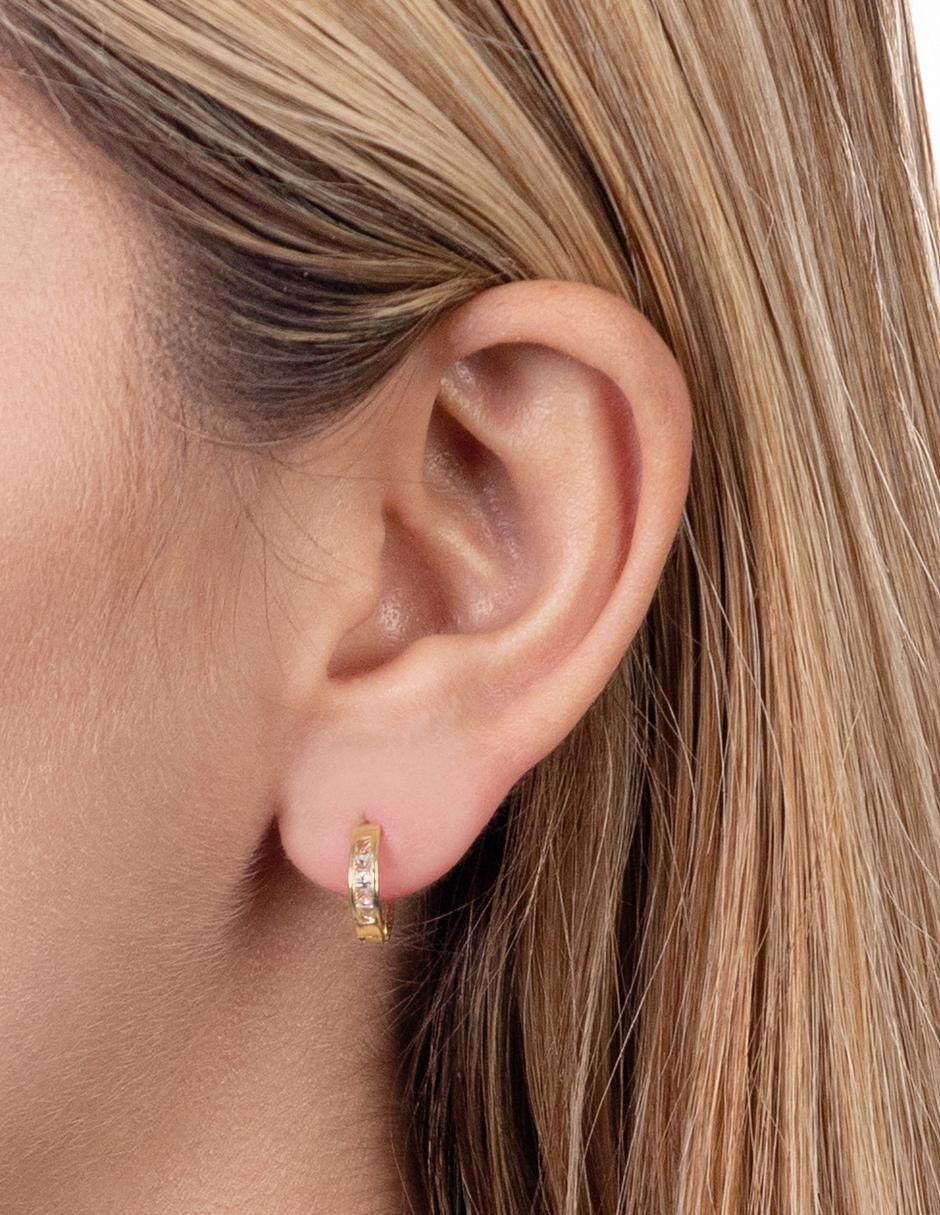 Aretes de aro de oro 10 K con acabado pulido 2