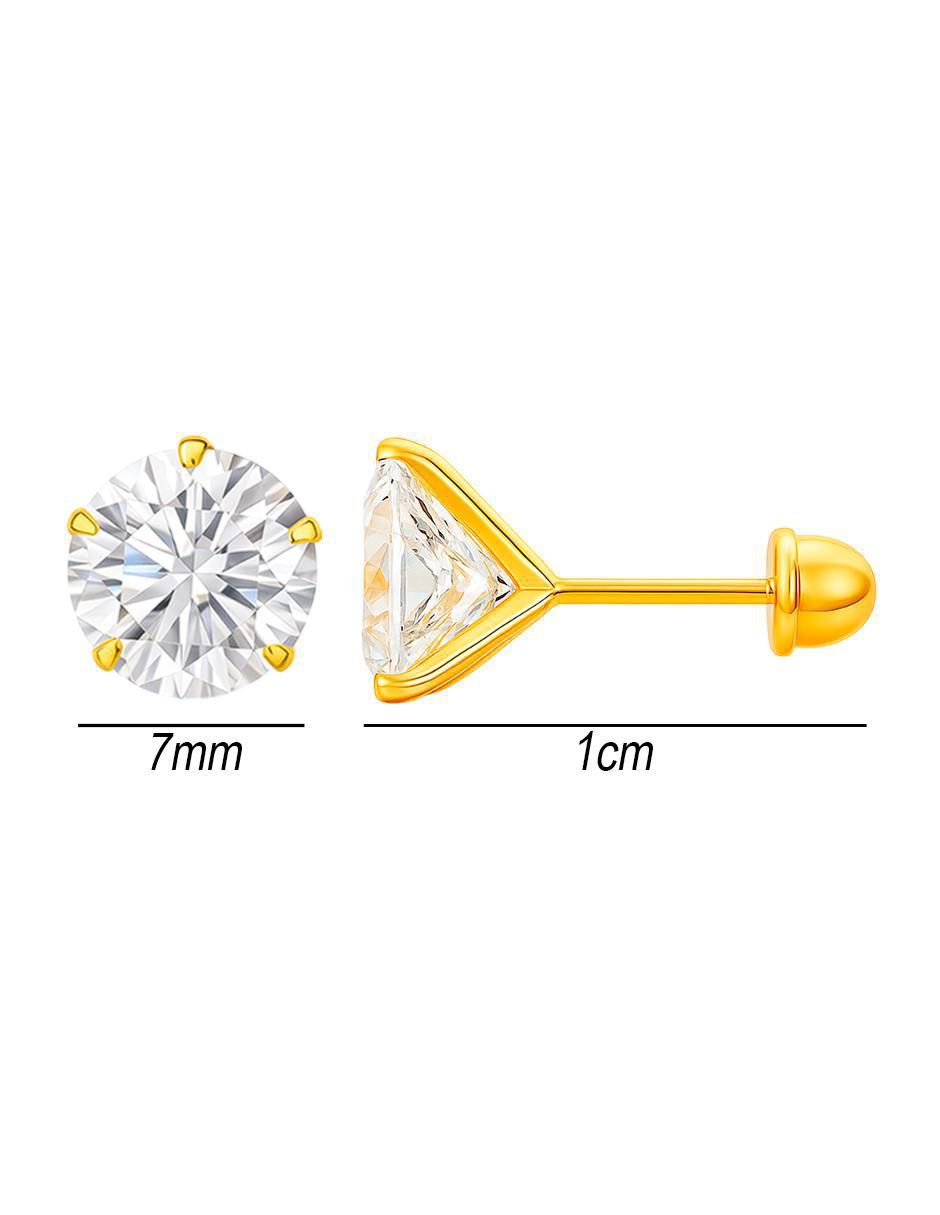 Broqueles redondos de oro 14 K con acabado brillante 5