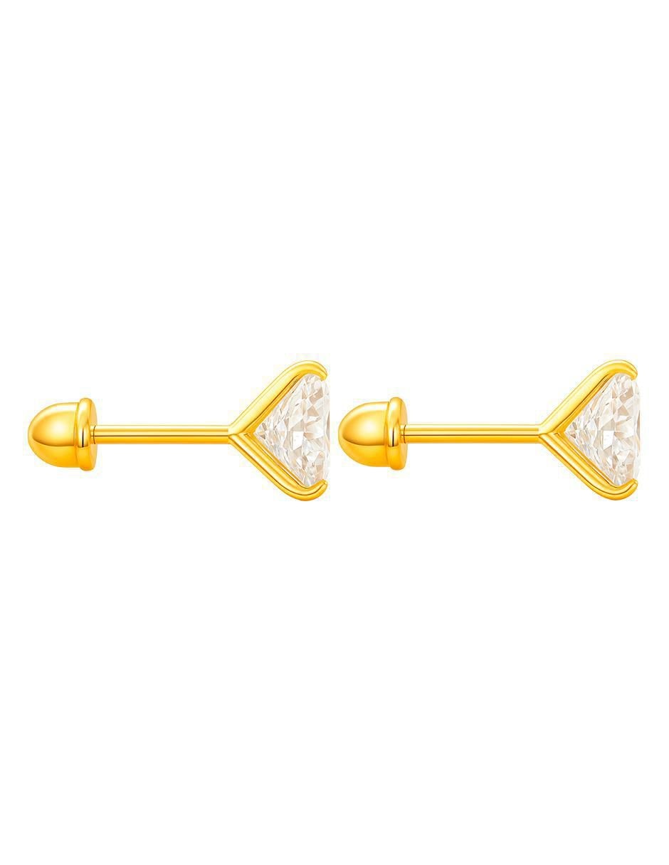 Broqueles redondos de oro 14 K con acabado brillante 4