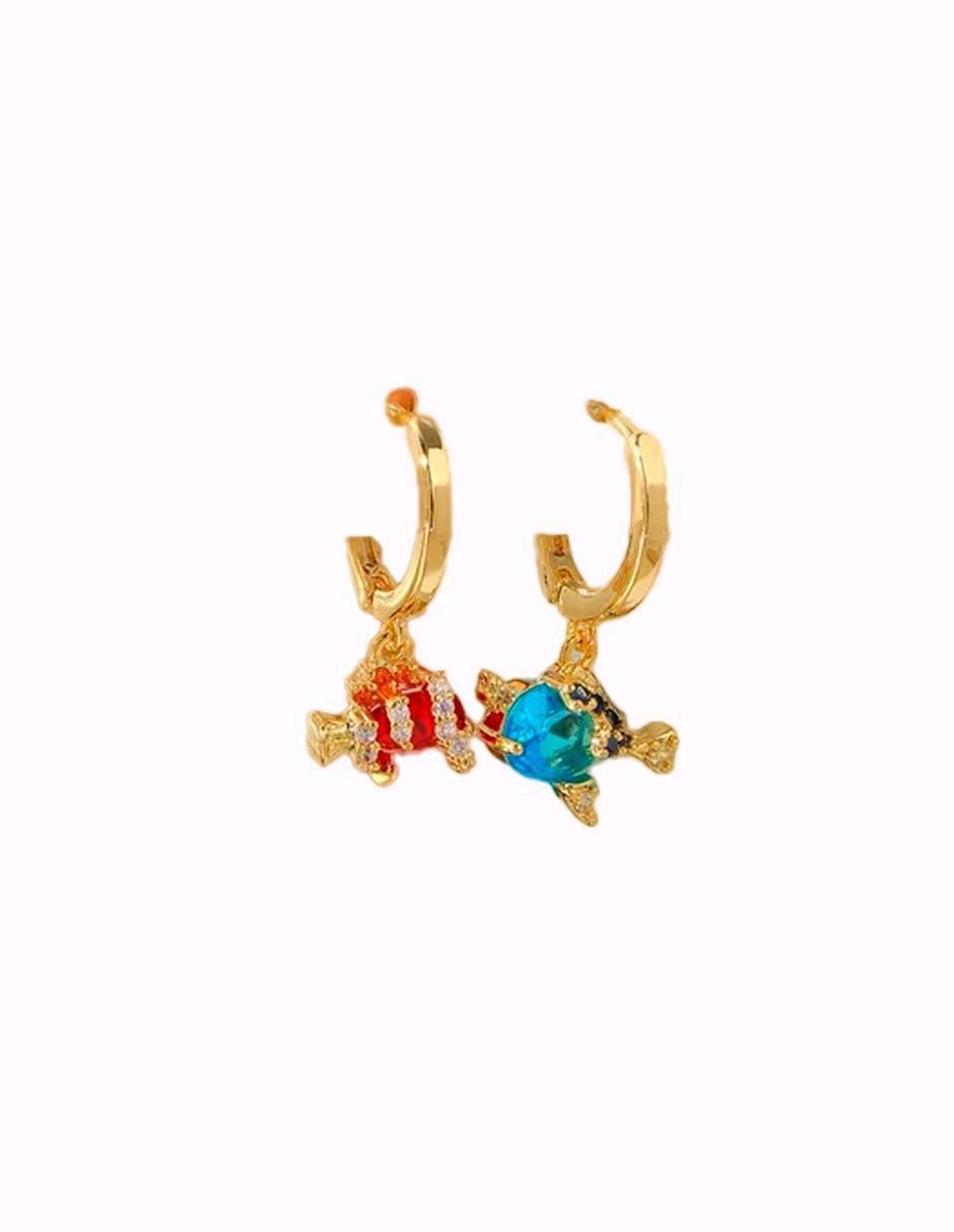 Set de aretes Nemo de oro laminado 9 k con acabado pulido 2