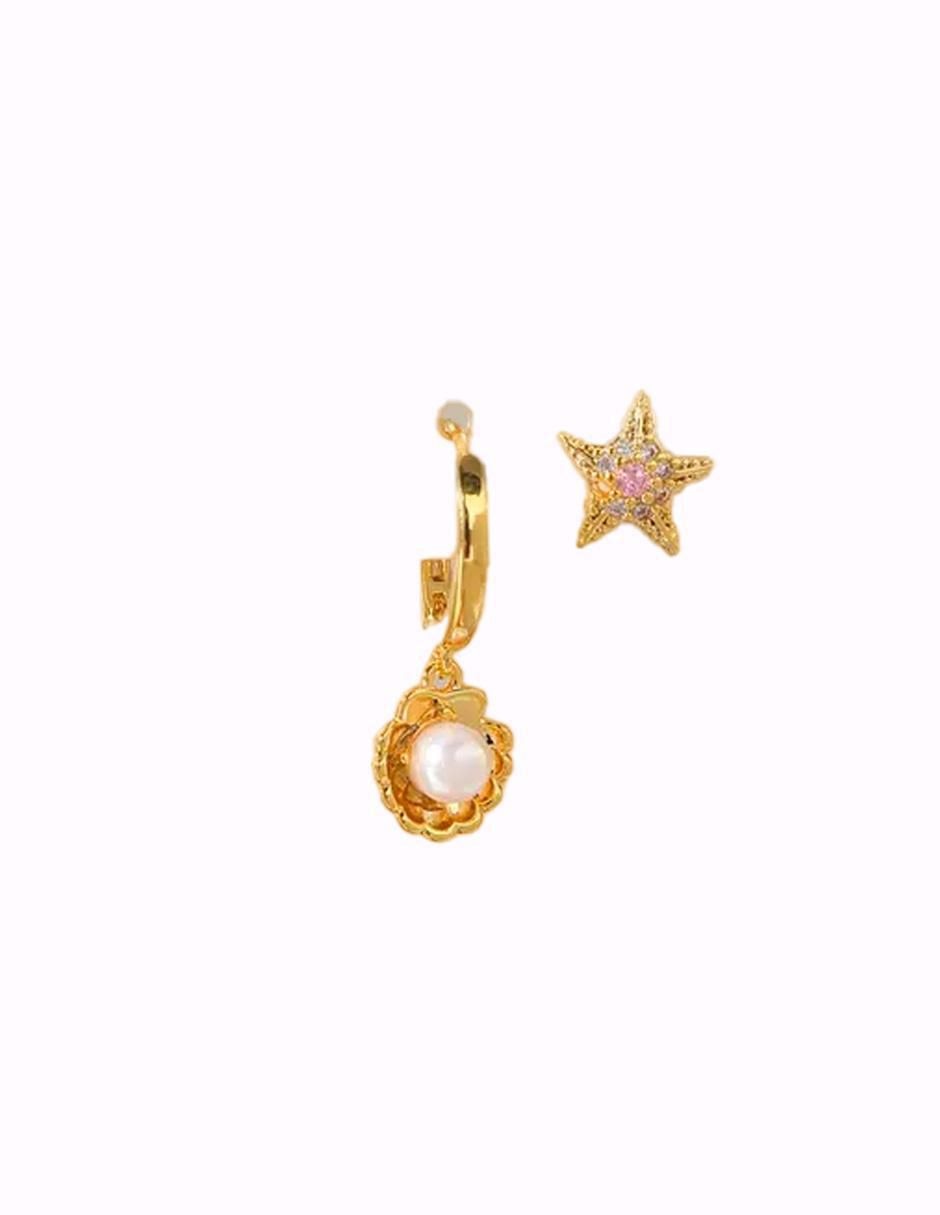 Set de aretes Nemo de oro laminado 9 k con acabado pulido 3