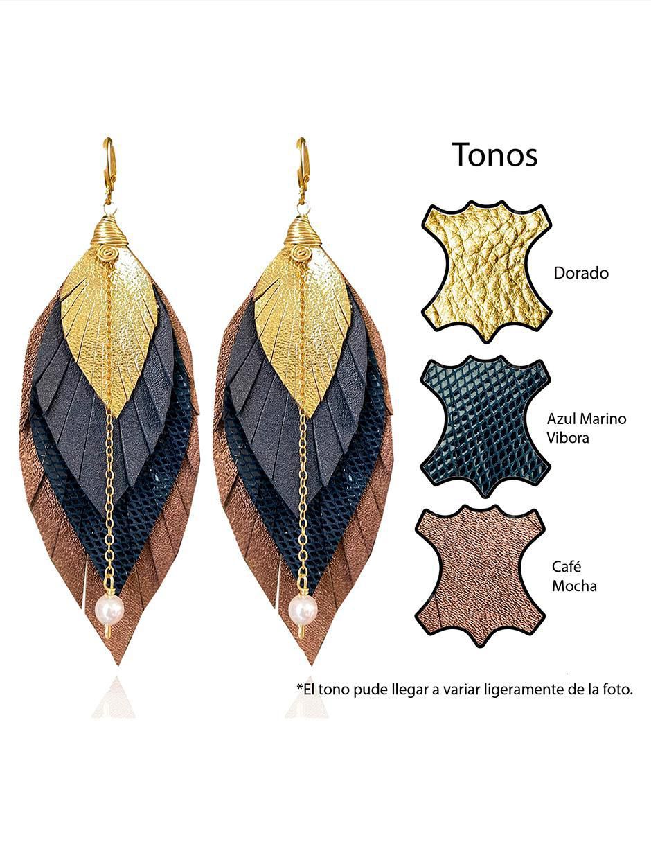 Aretes de piel 18 K con acabado baño de oro 3
