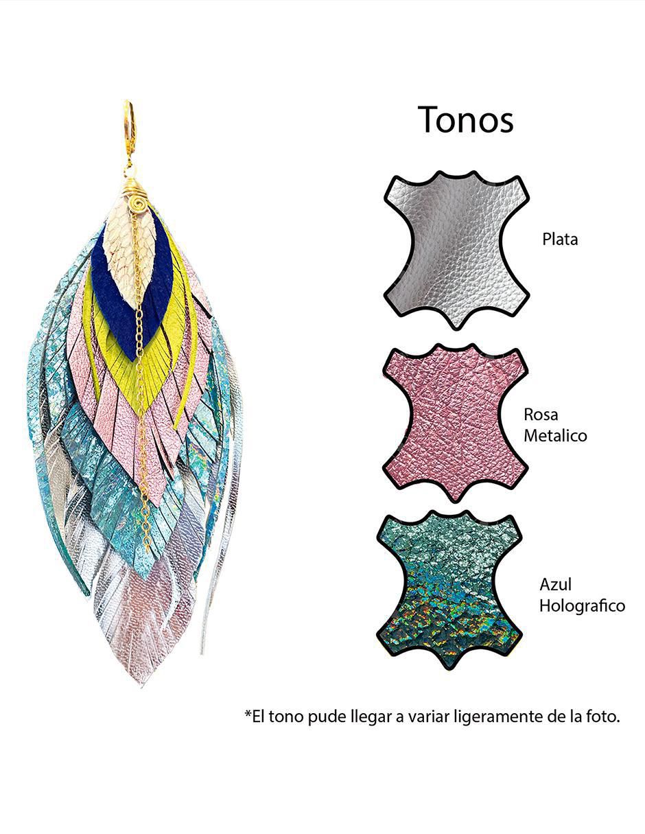 Aretes de piel 18 K con acabado baño de oro 2