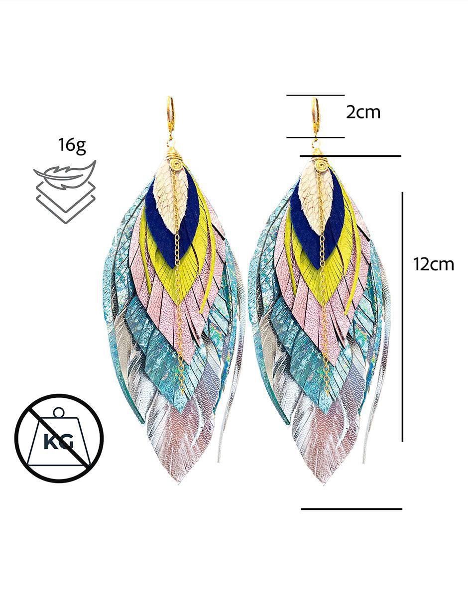 Aretes de piel 18 K con acabado baño de oro 7