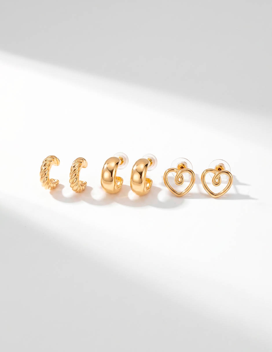 Set de aretes con acabado brillante 1