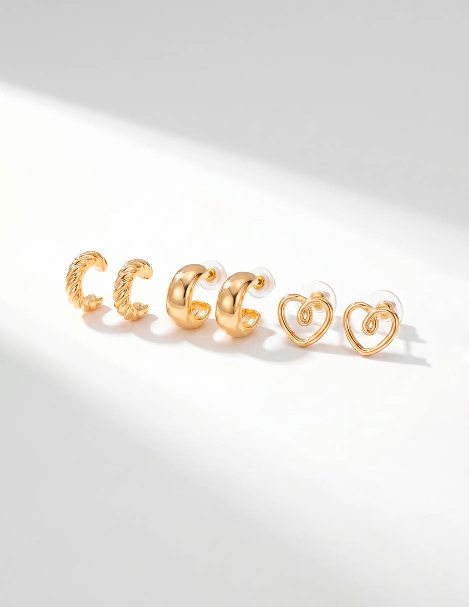 Set de aretes con acabado brillante 2