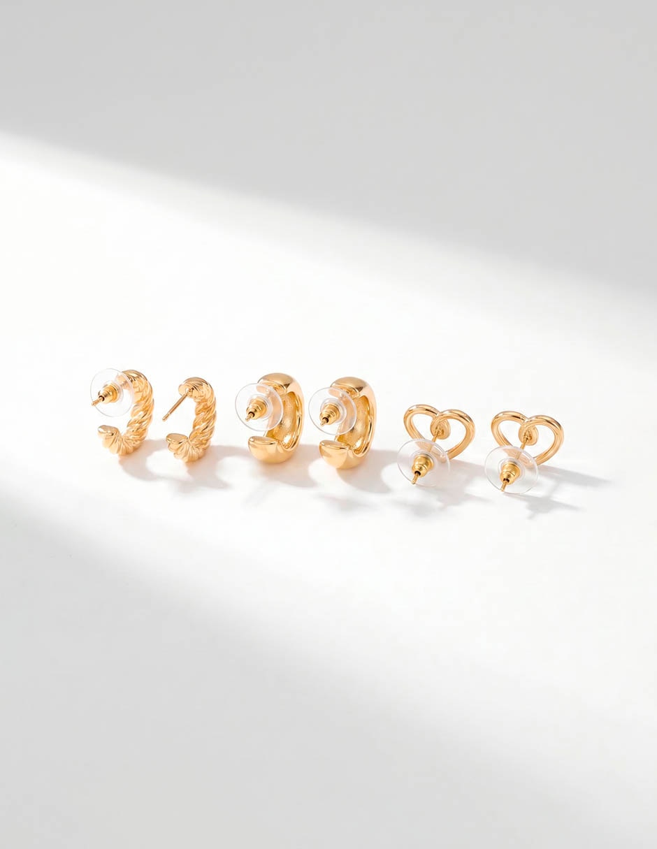 Set de aretes con acabado brillante 3