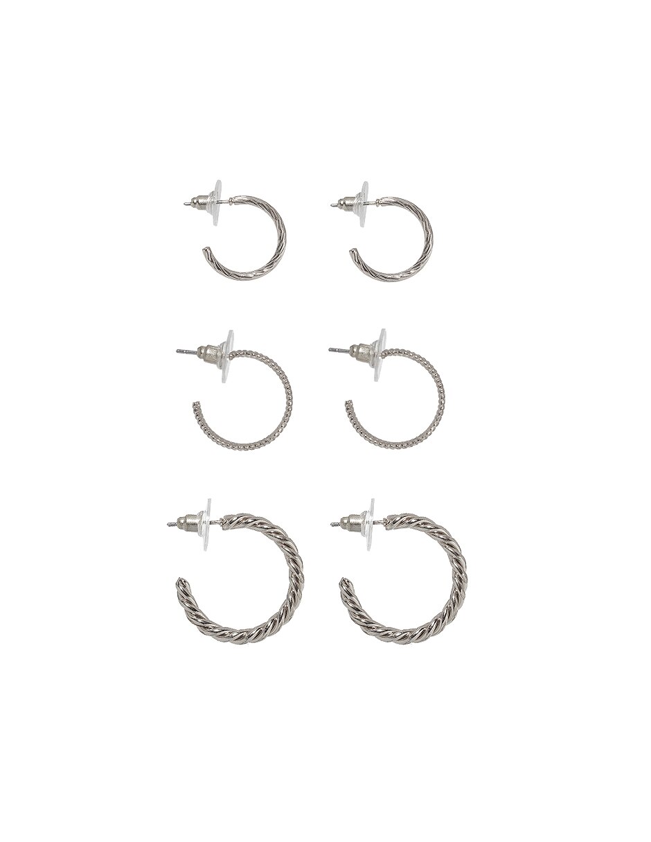 Set de aretes circulares con acabado lustre 8