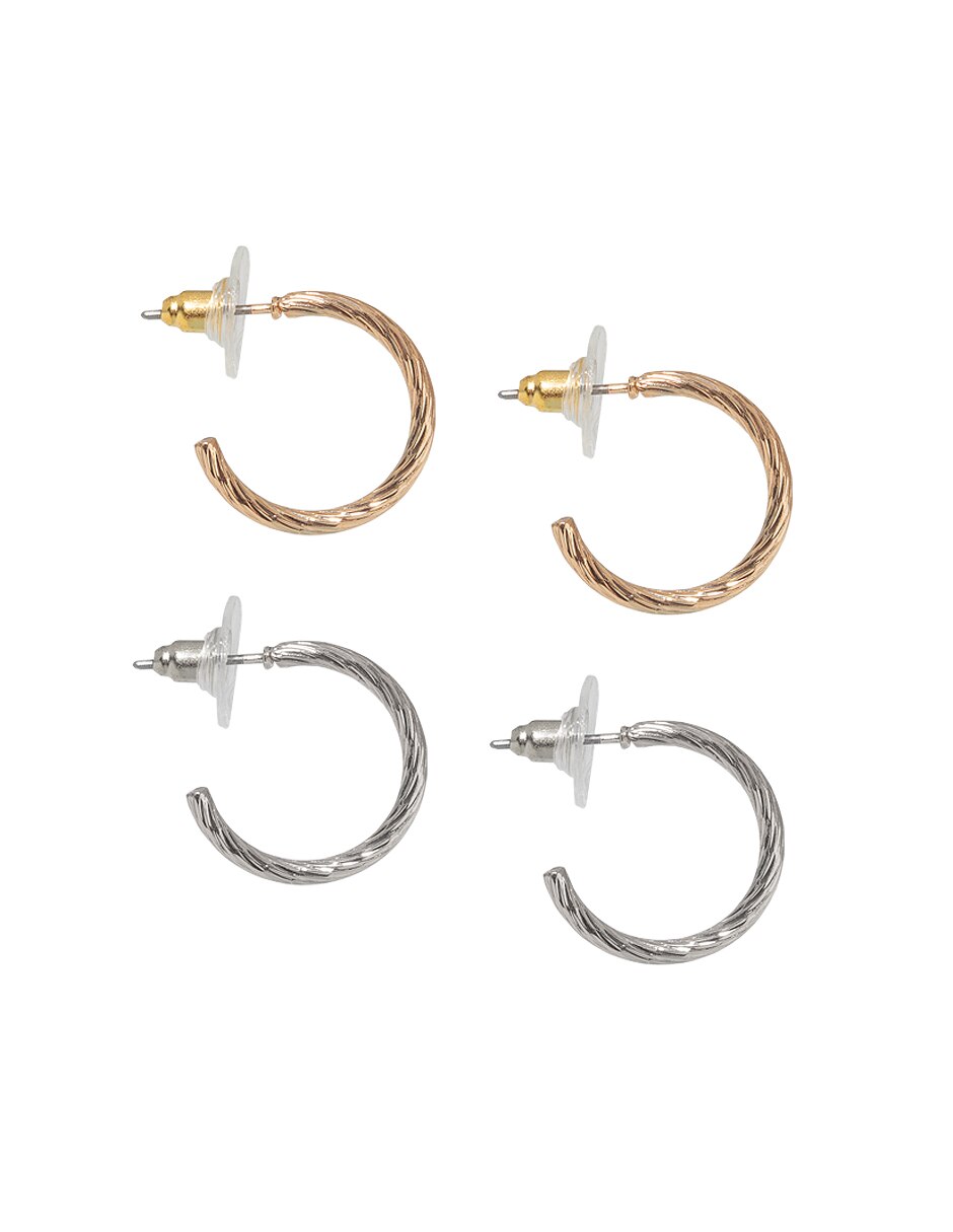 Set de aretes circulares con acabado lustre 9