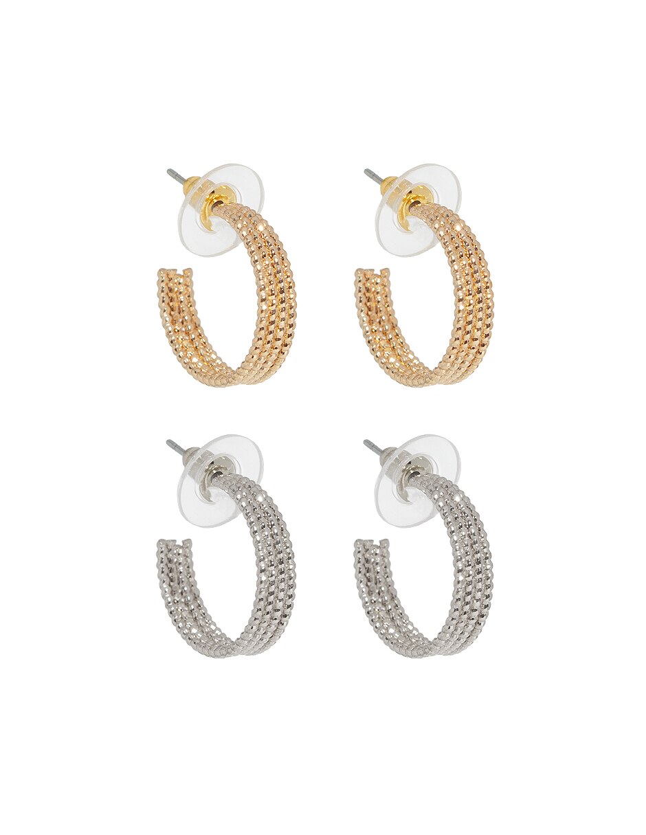 Set de aretes circulares con acabado lustre 10