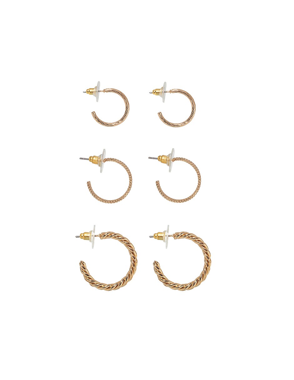 Set de aretes circulares con acabado lustre 2