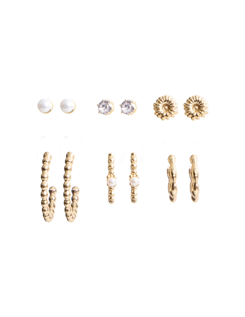 Set de aretes con acabado lustre perla 1