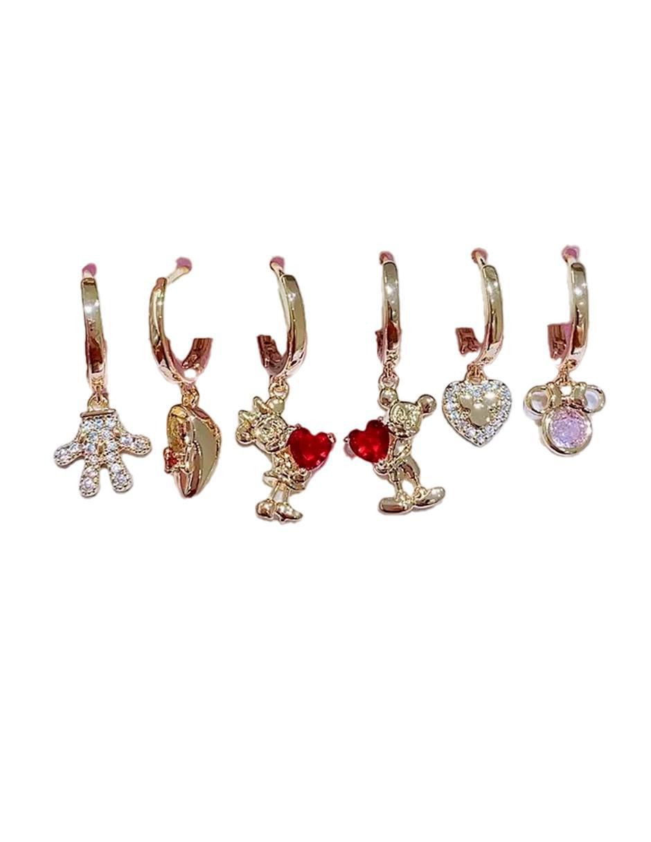 Set de aretes de oro laminado 10 K con acabado pulido