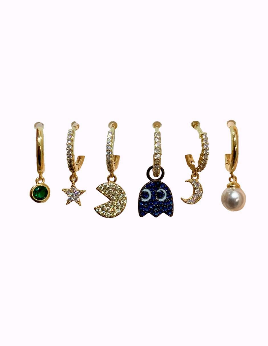 Set de aretes de oro laminado 10 K con acabado pulido