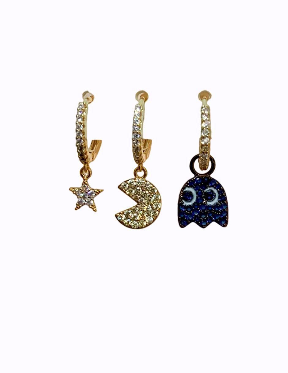 Set de aretes de oro laminado 10 K con acabado pulido 3