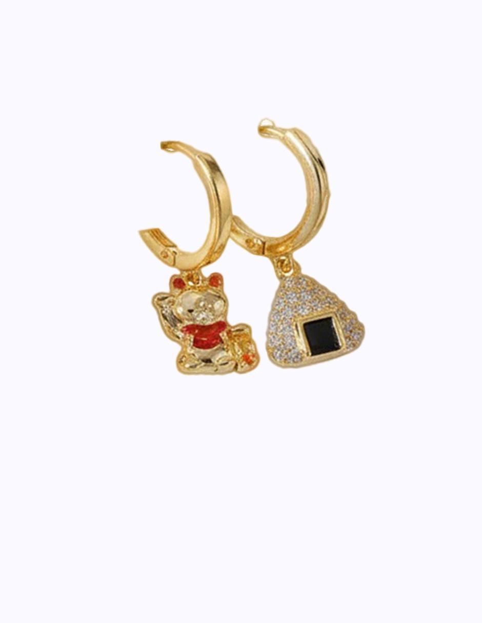 Set de aretes de flor de oro laminado 10 K con acabado pulido 2