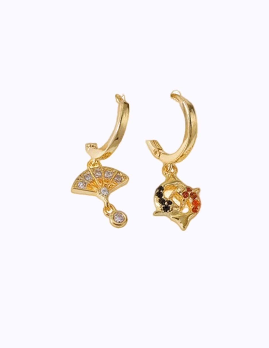 Set de aretes de flor de oro laminado 10 K con acabado pulido 3