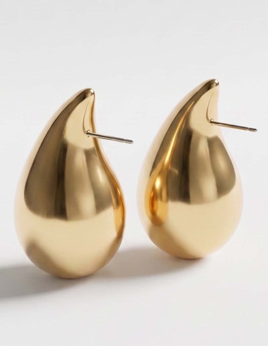 Aretes largos de gota con acabado pulido 2
