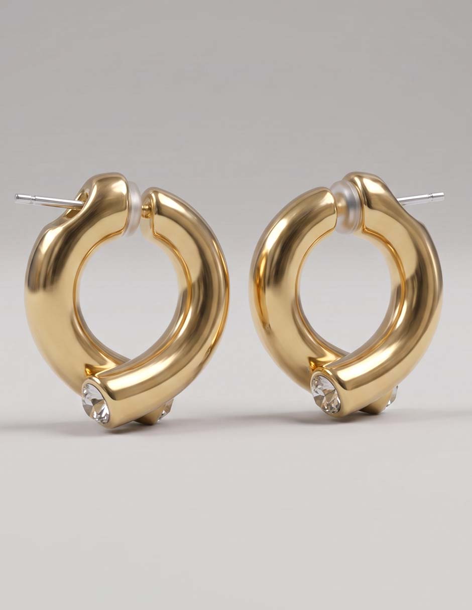 Aretes cortos s con acabado brillante