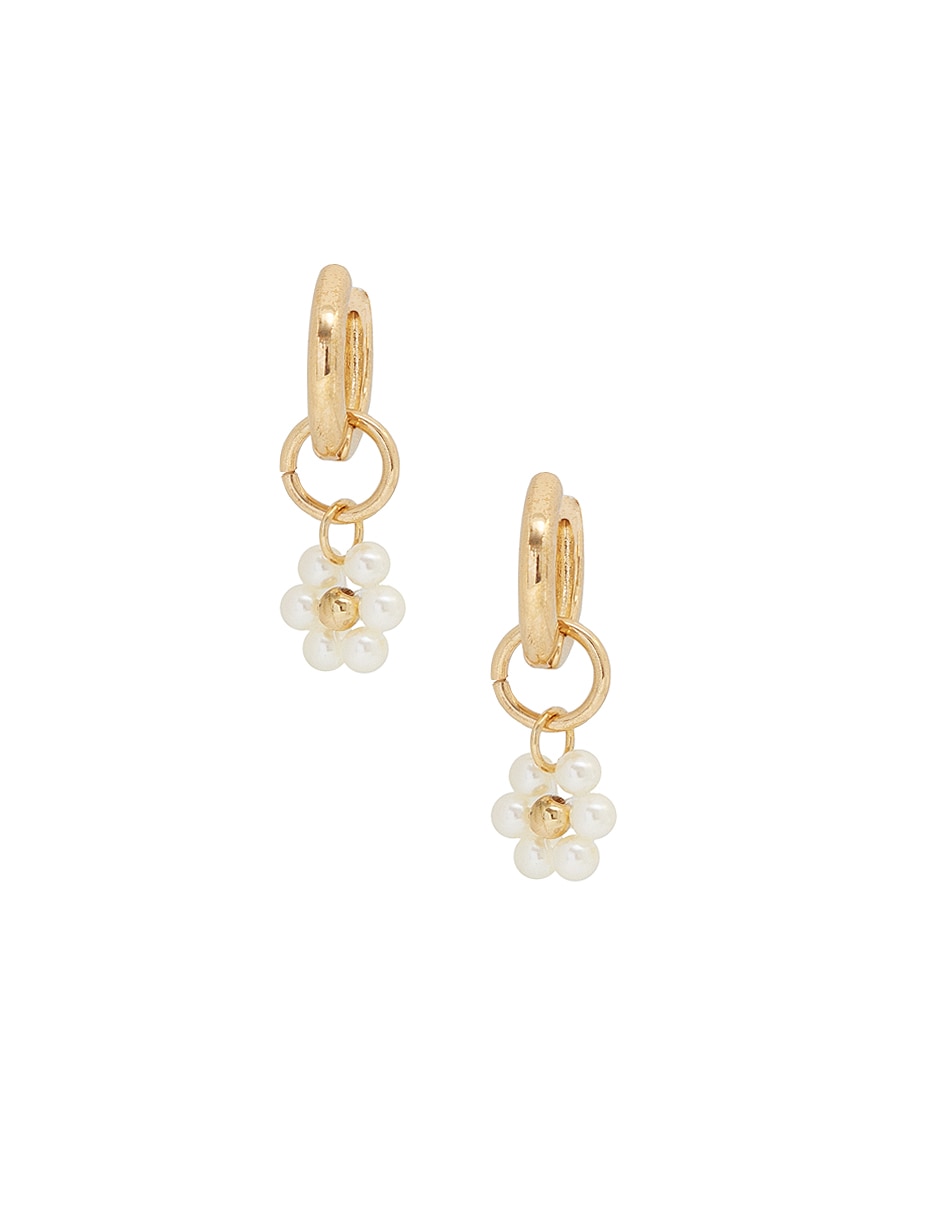 Aretes cortos de flor con acabado lustre