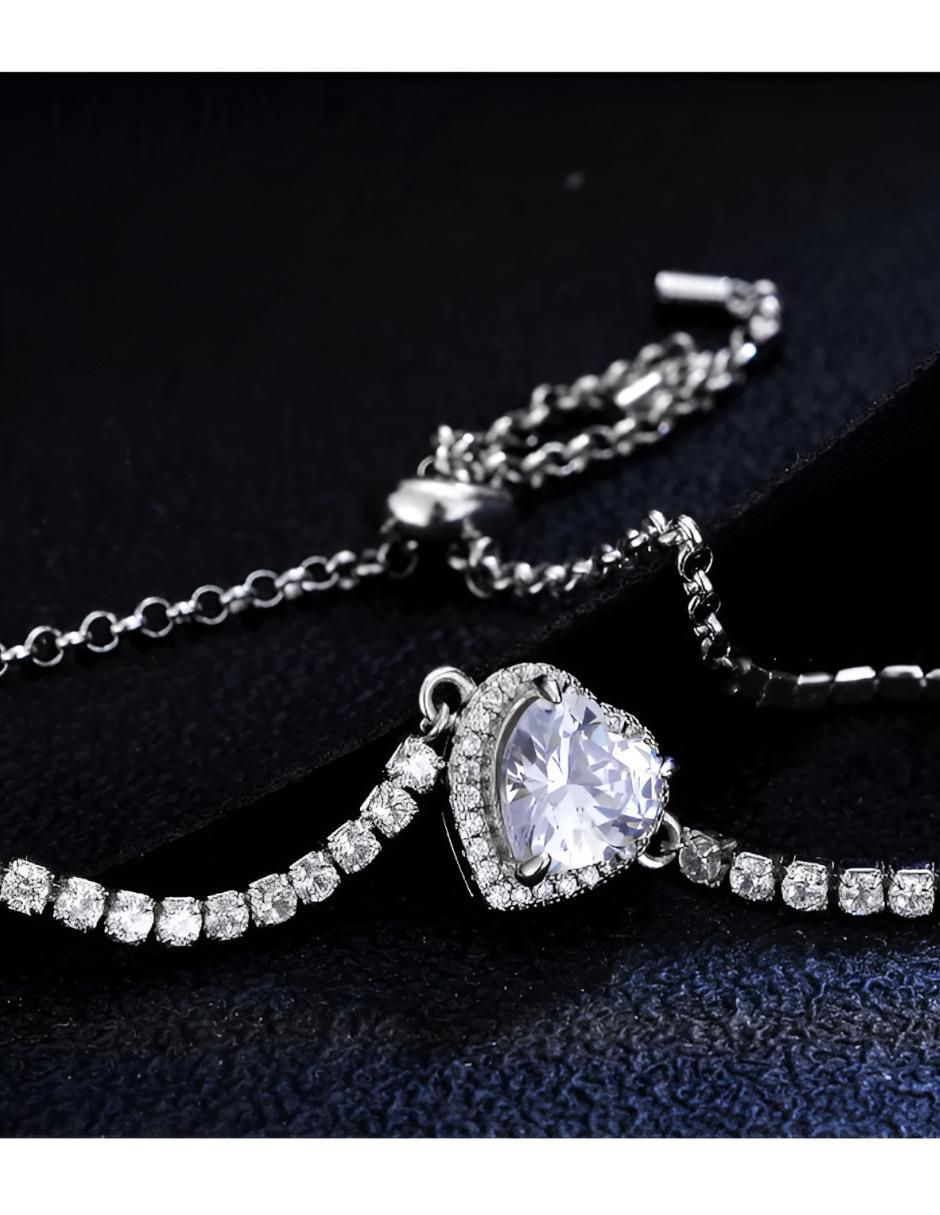 Pulsera de plata con moissanita P 925 acabado brillante 3