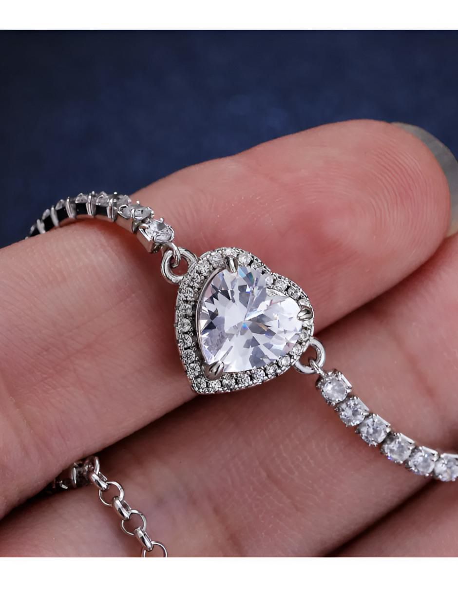 Pulsera de plata con moissanita P 925 acabado brillante 4