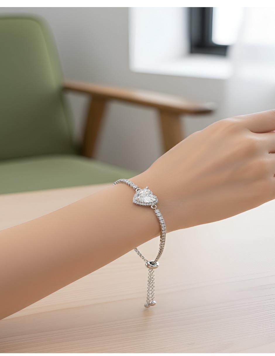 Pulsera de plata con moissanita P 925 acabado brillante 5