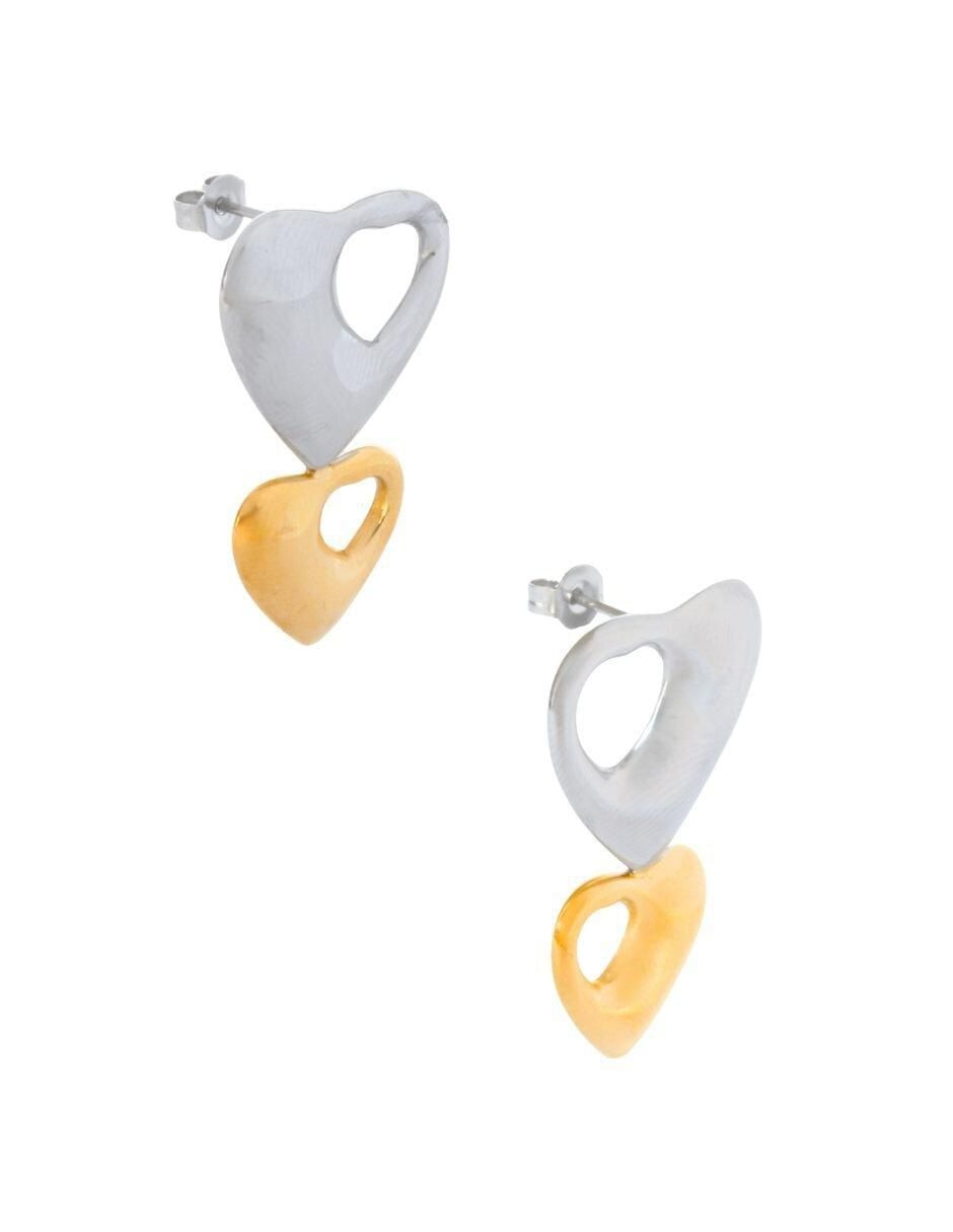 Aretes de corazón con acabado brillante 2