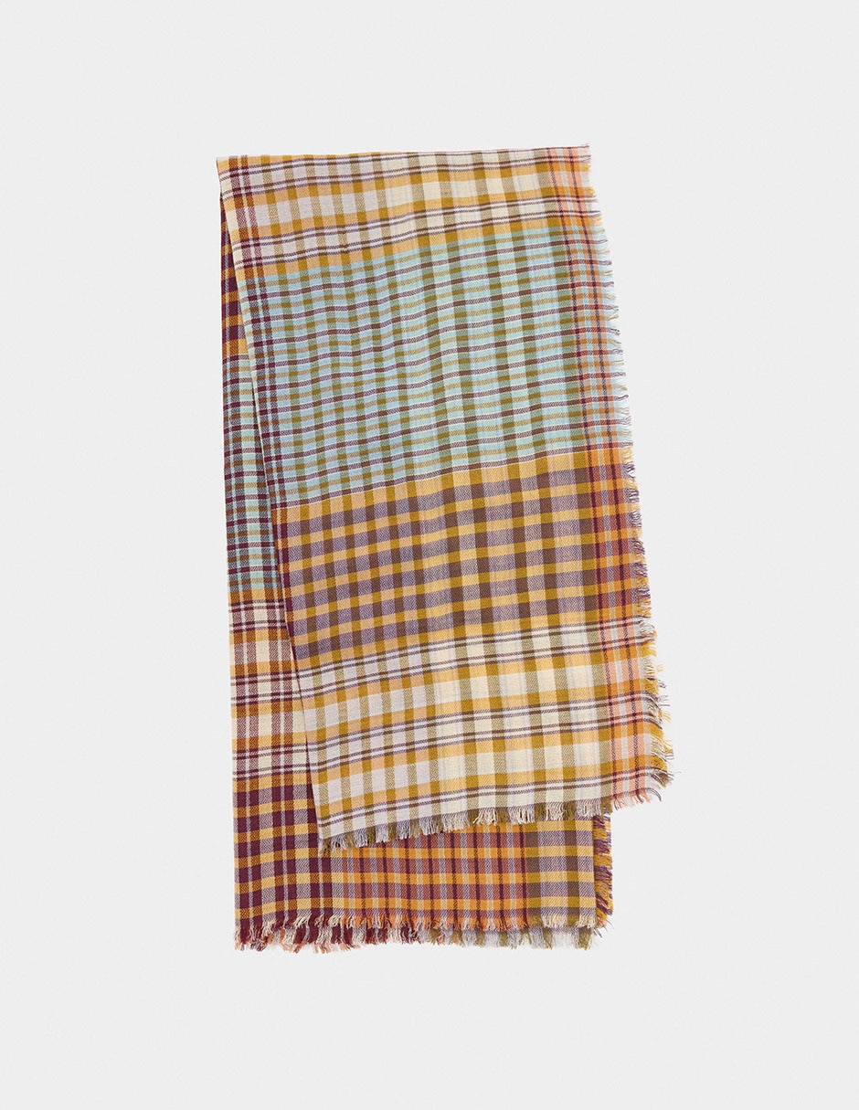 Pashmina estampado a cuadros de algodón para mujer Pashmina estampado a cuadros de algodón para mujer