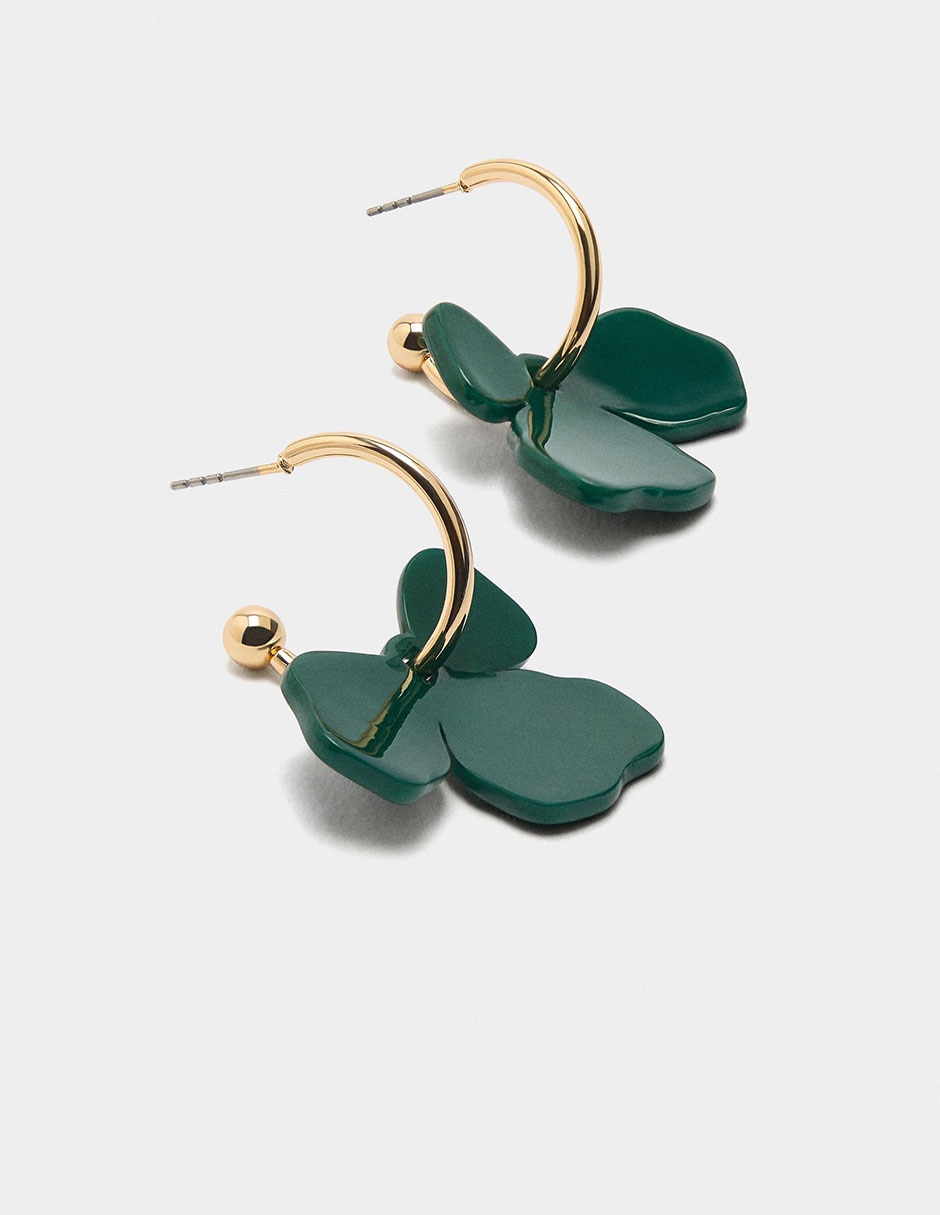 Aretes largos de flor Funky Harmony con acabado brillante