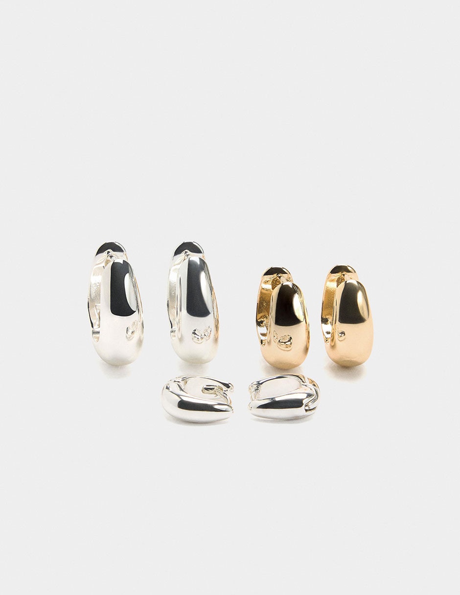 Set de aretes con acabado brillante