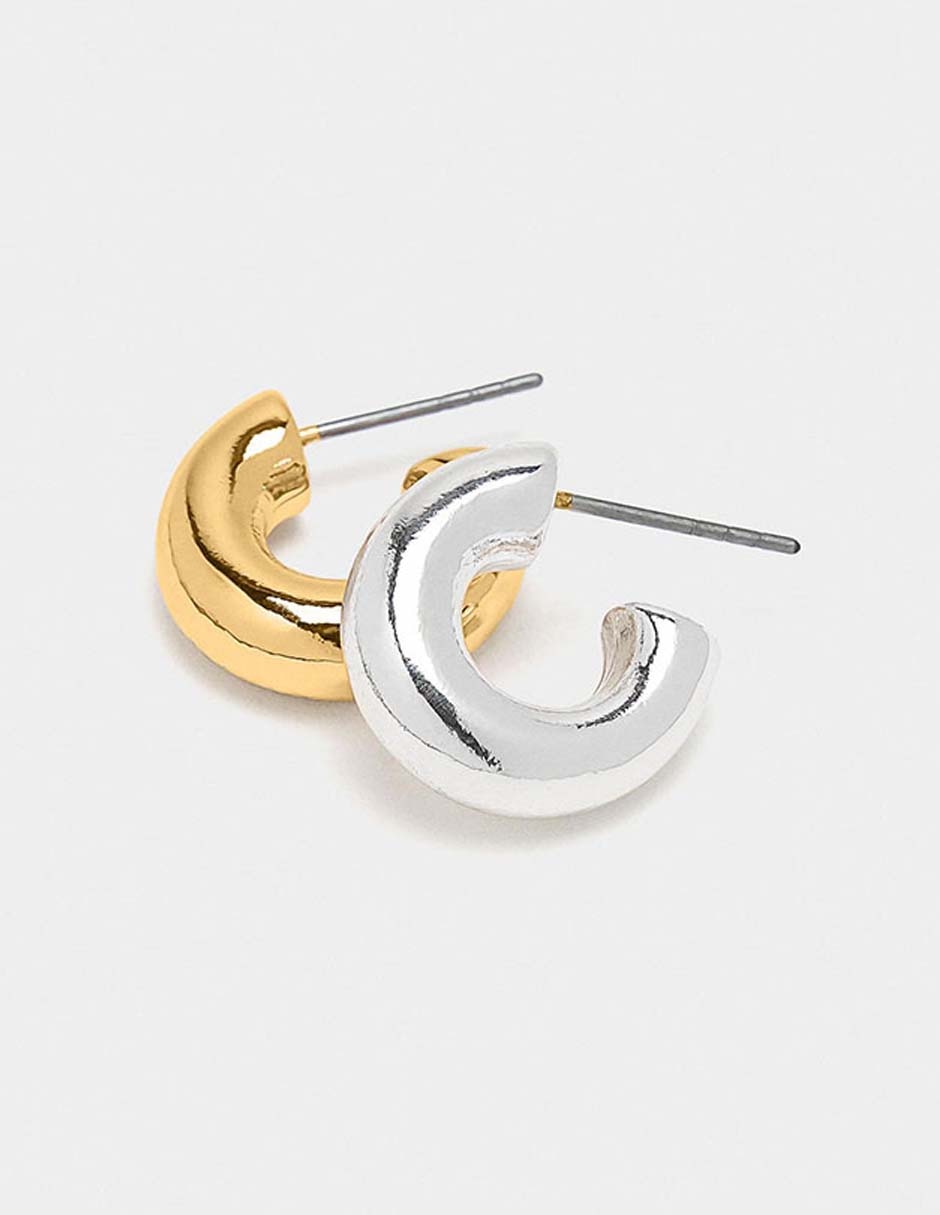 Set de aretes circulares Parfois con acabado brillante